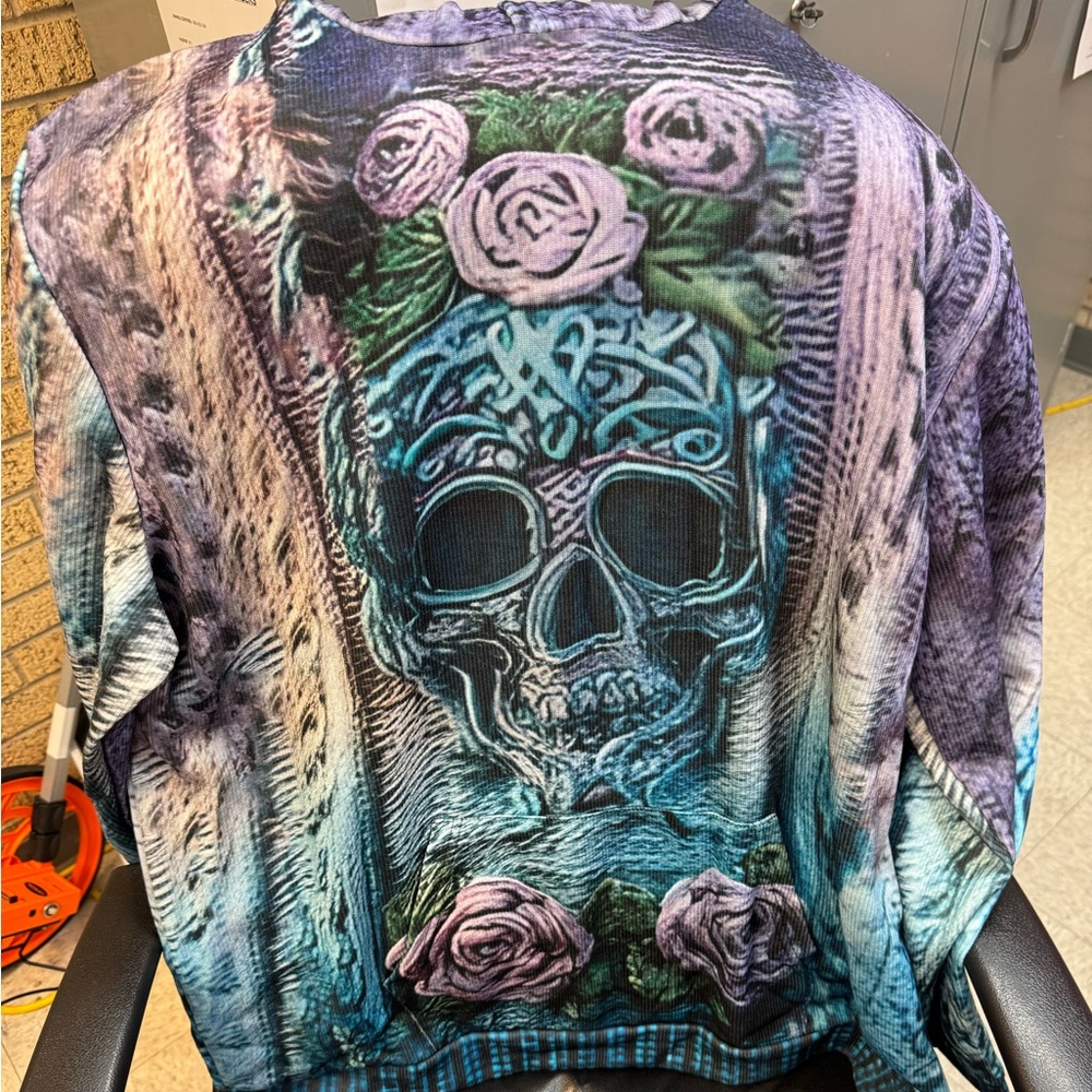 Colorful Skull and Roses Hoodie